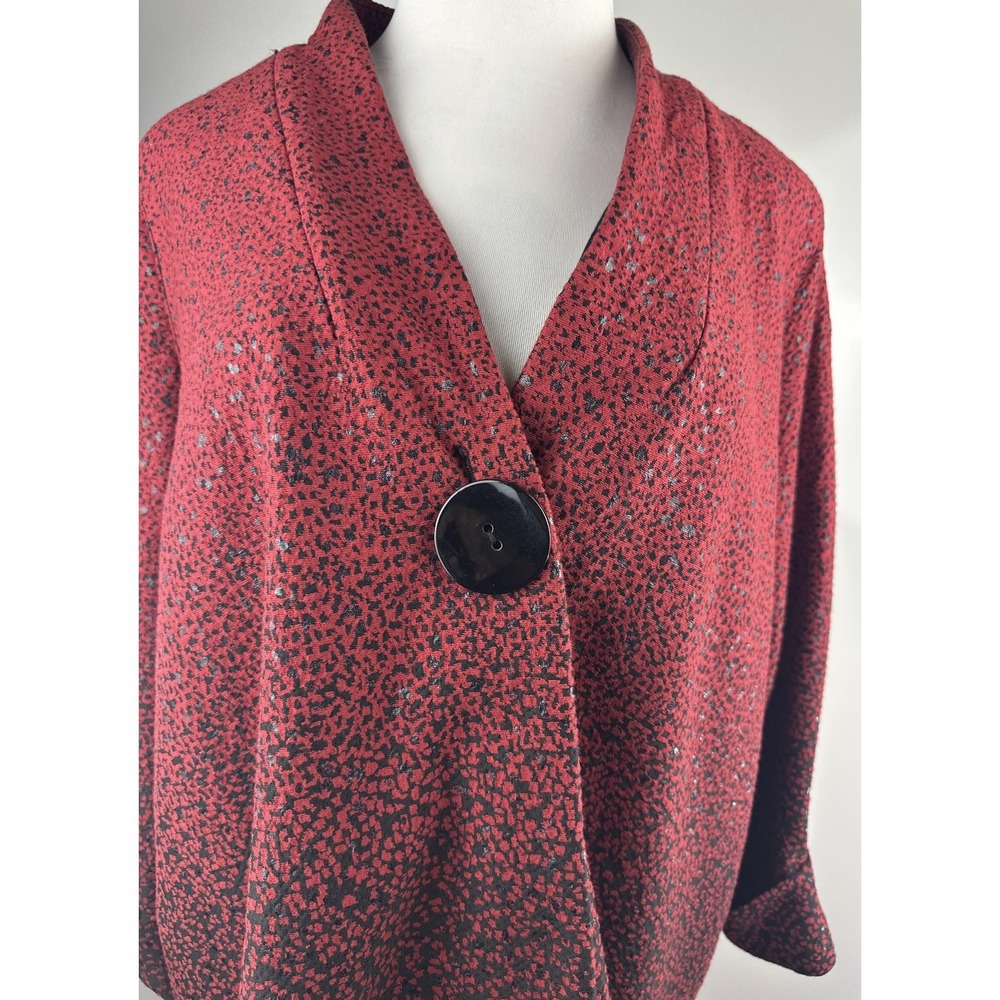 Ali Miles Toggle Button Artsy Asymmetrical Jacket Red & Black Ombre Plus Size 1X - Picture 6 of 13